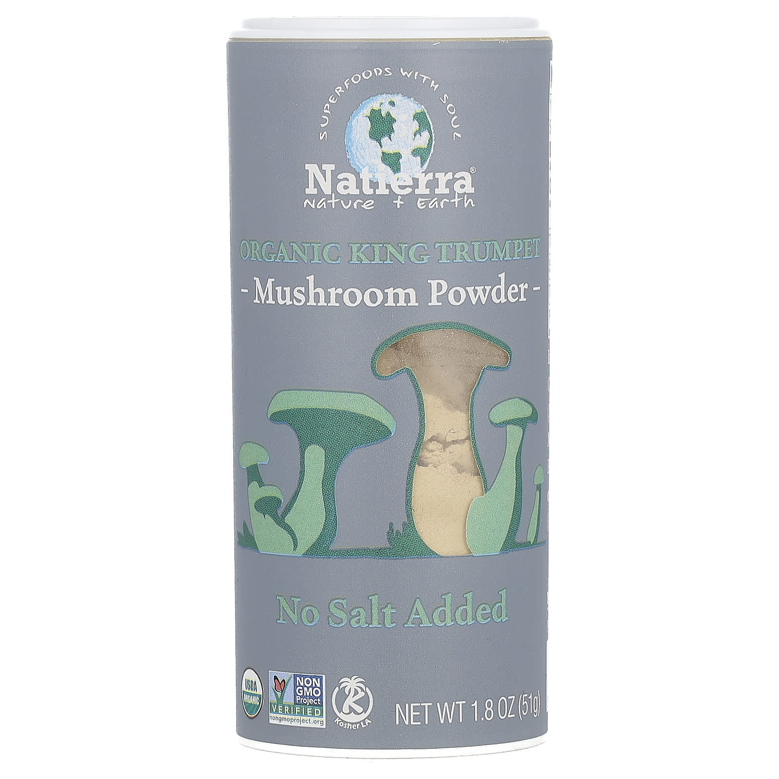 Natierra-Organic King Trumpet Mushroom Powder Shaker-1.8 oz (51 g)