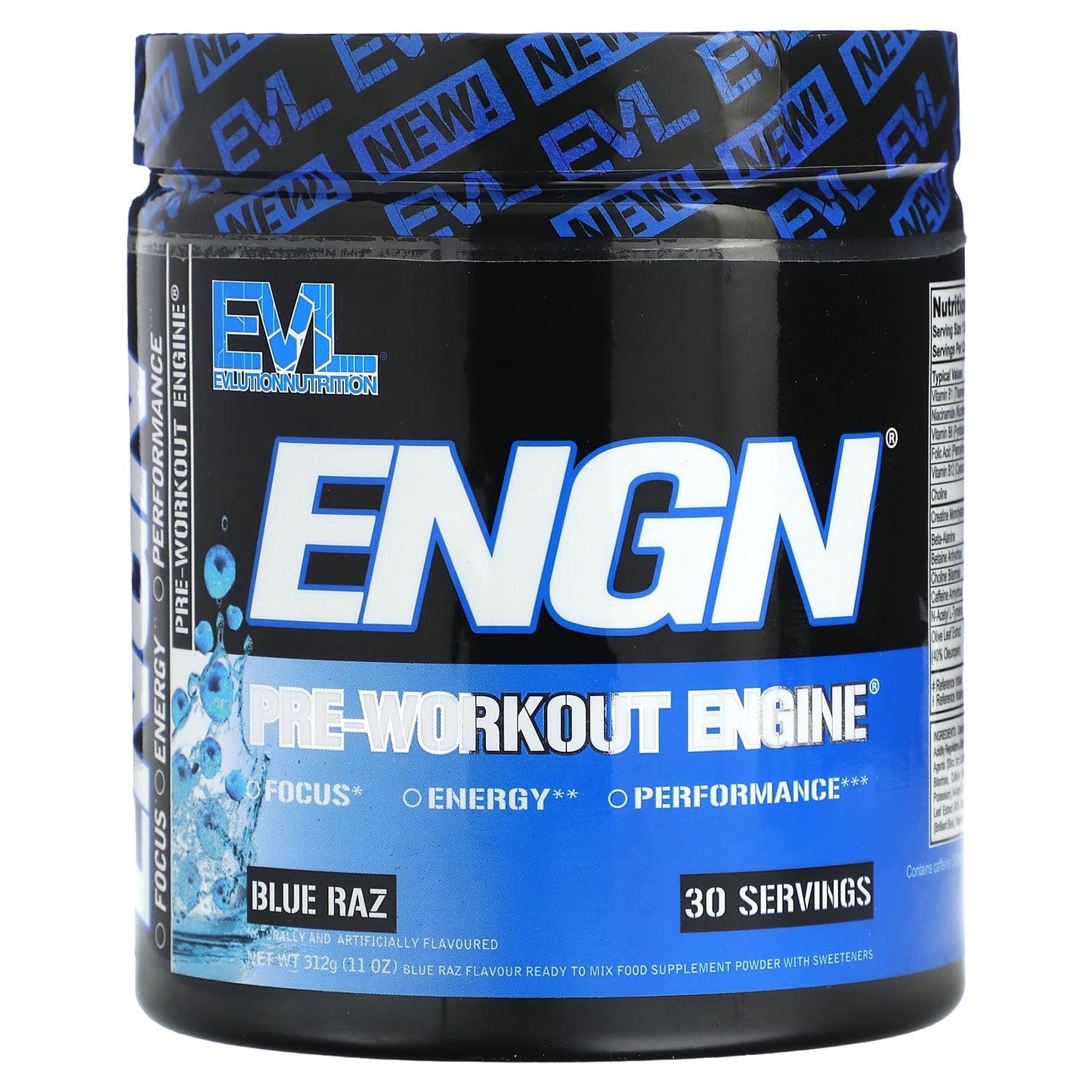 EVLution Nutrition-ENGN-Pre-Workout Engine-Blue Raz-11 oz (312 g)