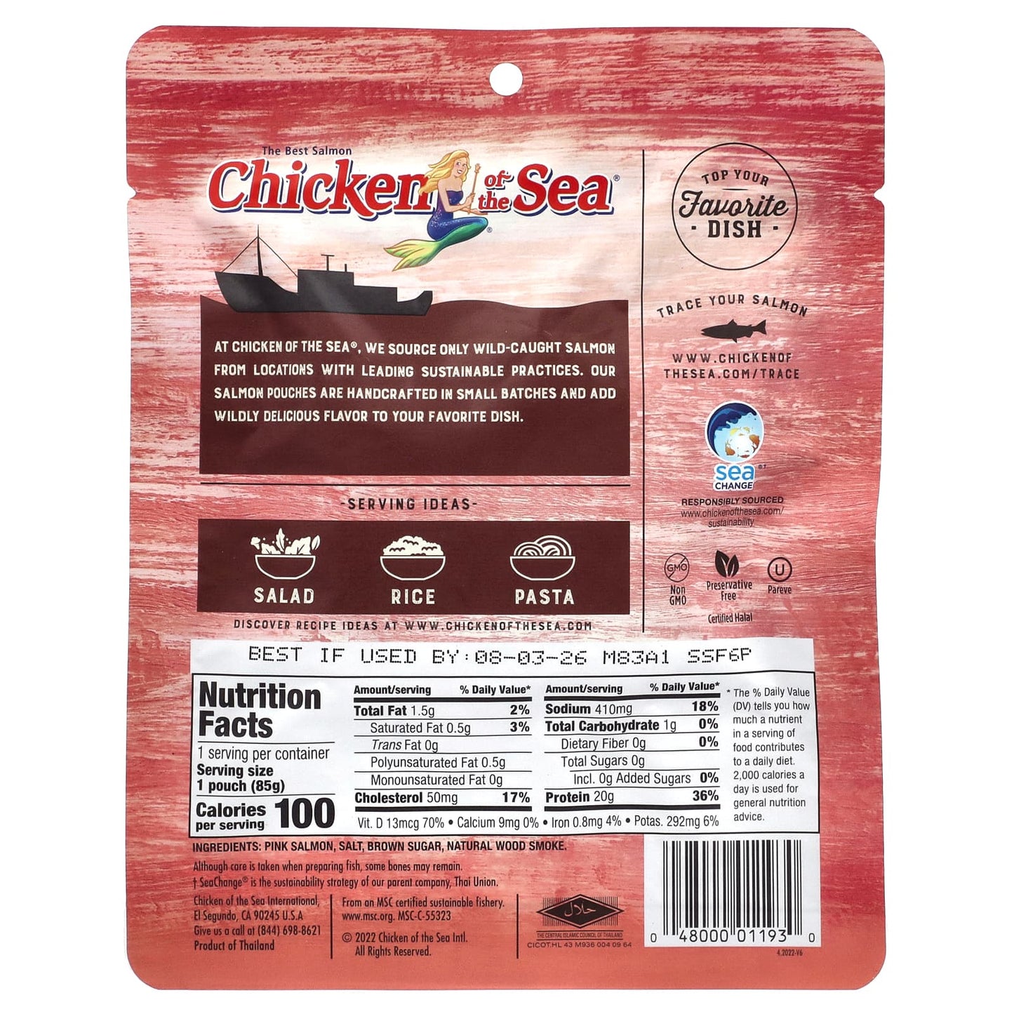 Chicken of the Sea, Wild-Alaskan Smoked Salmon, 3 oz (85 g)