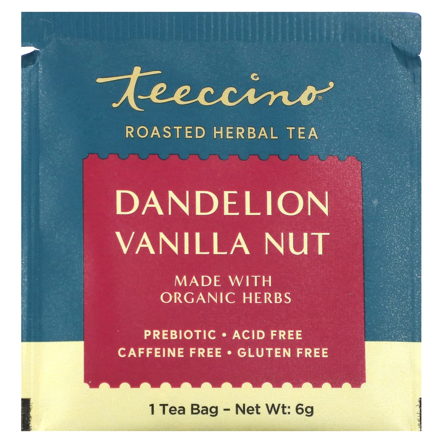 Teeccino, Roasted Herbal Tea, Dandelion Vanilla Nut, Caffeine Free, 25 Tea Bags, 5.3 oz (150 g)