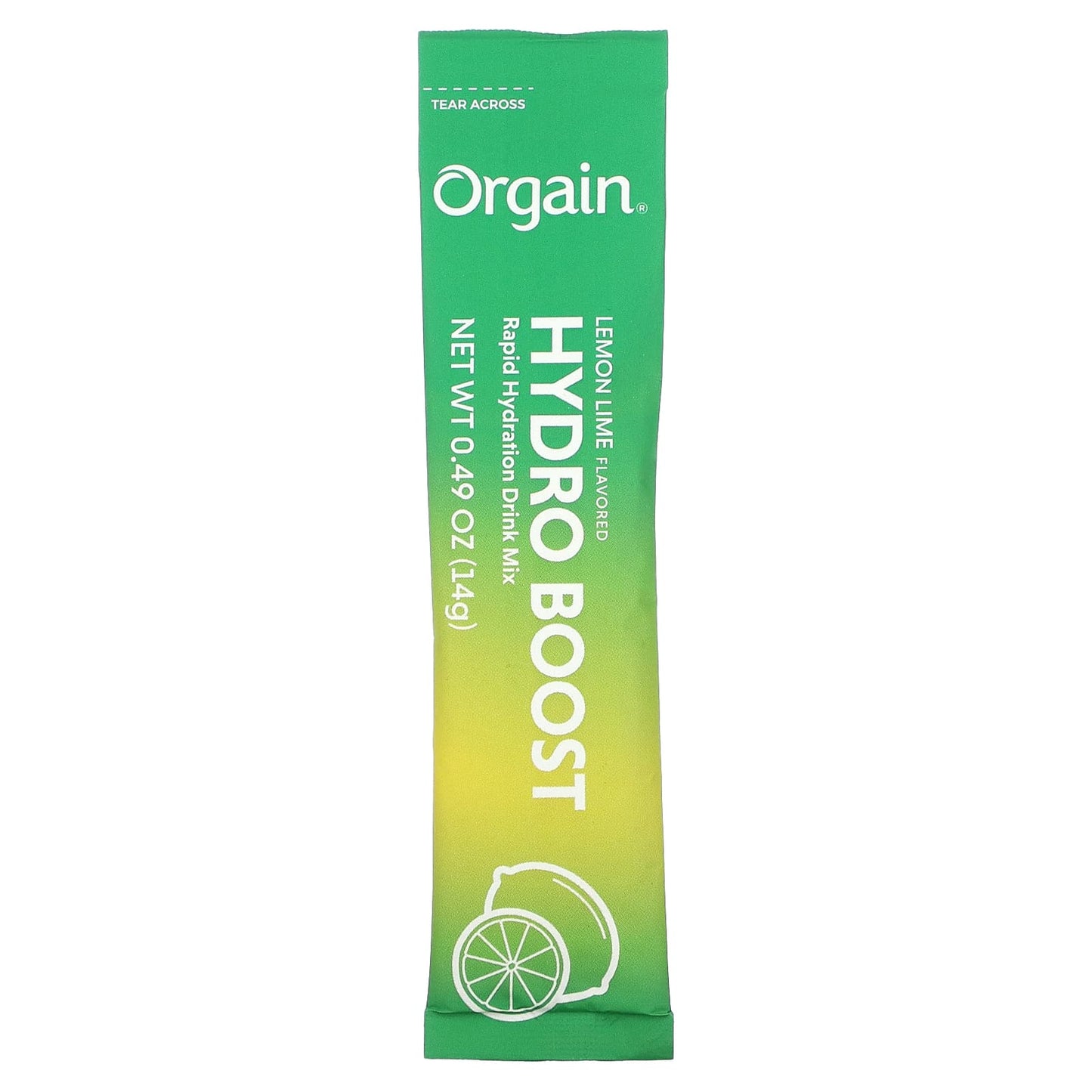 Orgain, Hydro Boost Rapid Hydration Drink Mix, Lemon Lime, 8 Stick Packs, 0.49 oz (14 g) Each