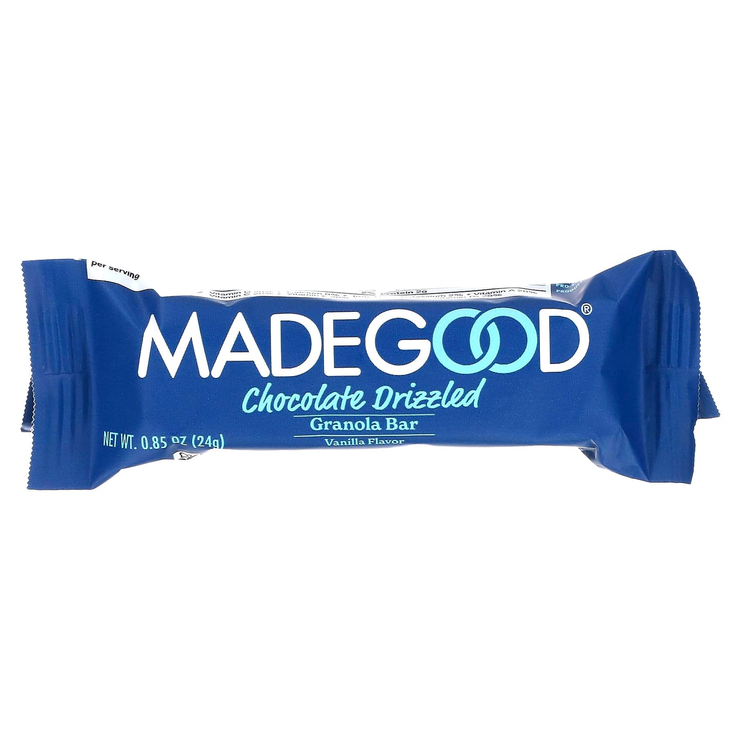 MadeGood, Granola Bars, Chocolate Drizzled, Vanilla, 5 Bars, 0.85 oz (24 g) Each