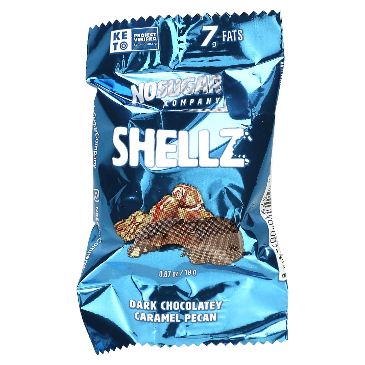 No Sugar Company, Shellz, Dark Chocolatey Caramel Pecan, 25 Pieces, 0.67 oz (19 g) Each