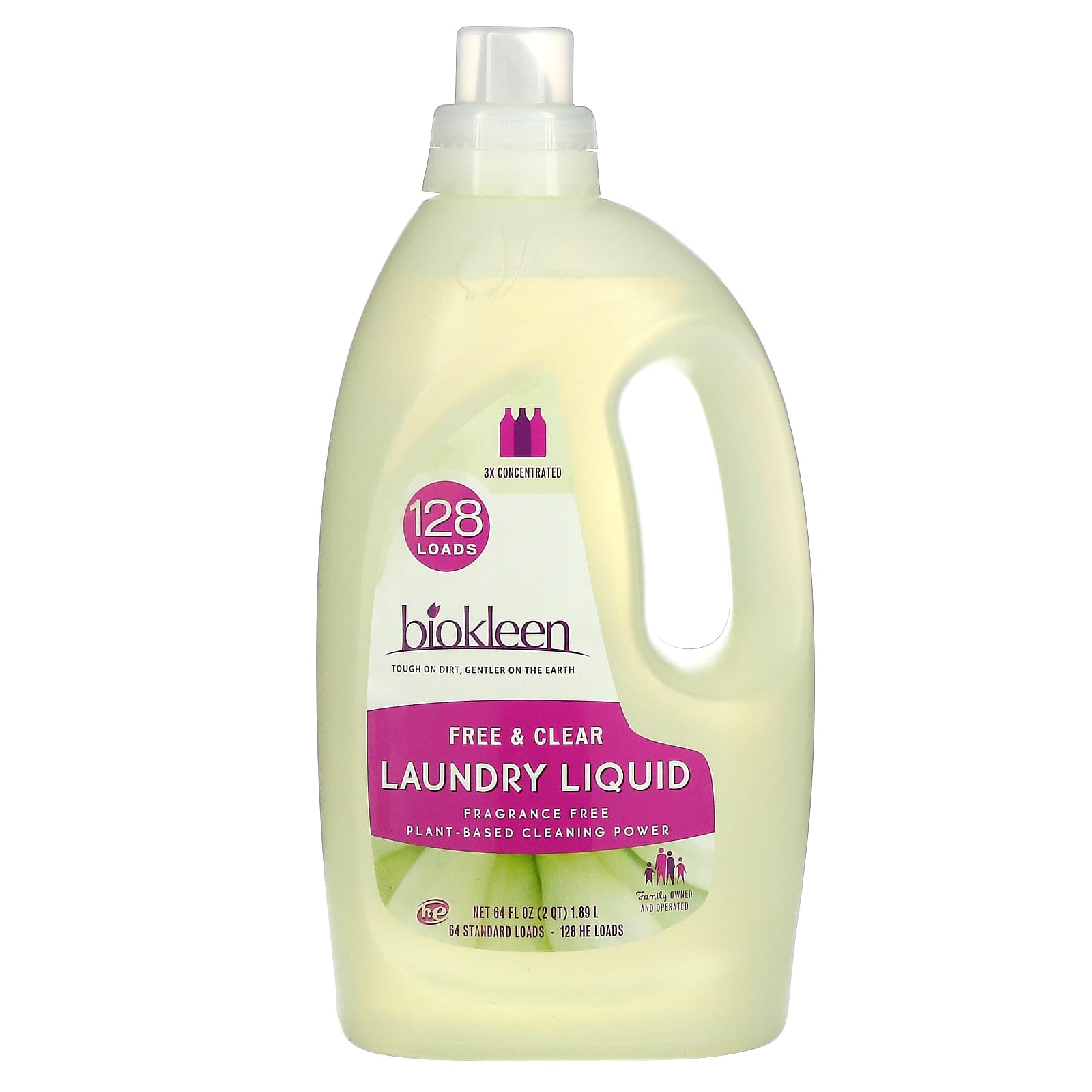 Biokleen-Laundry Liquid-Free & Clear-Fragrance Free-64 fl oz (1.89 L)