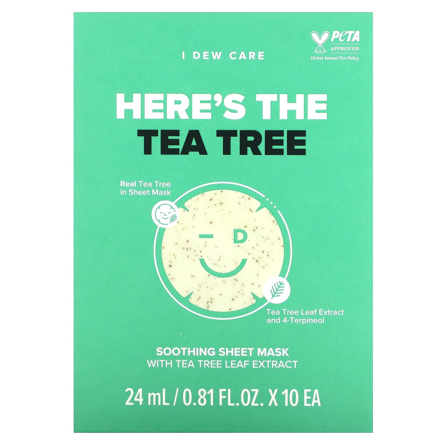 I Dew Care-Here´s The Tea Tree-Soothing Beauty Sheet Mask -10 Sheet Masks-0.81 fl oz (24 ml) Each