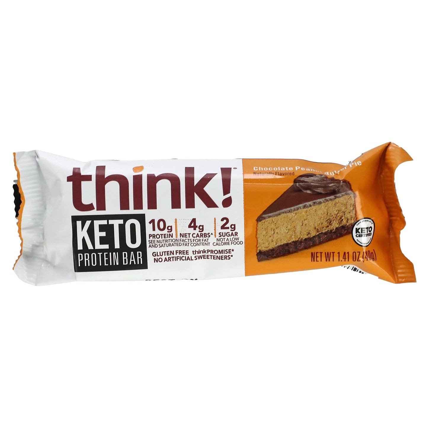 Think !, Keto Protein Bars, Chocolate Peanut Butter Pie, 5 Bars, 1.41 oz (40 g) Each