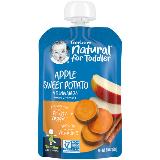 Gerber-Natural for Toddler-12+ Months-Apple Sweet Potato & Cinnamon-3.5 oz (99 g)