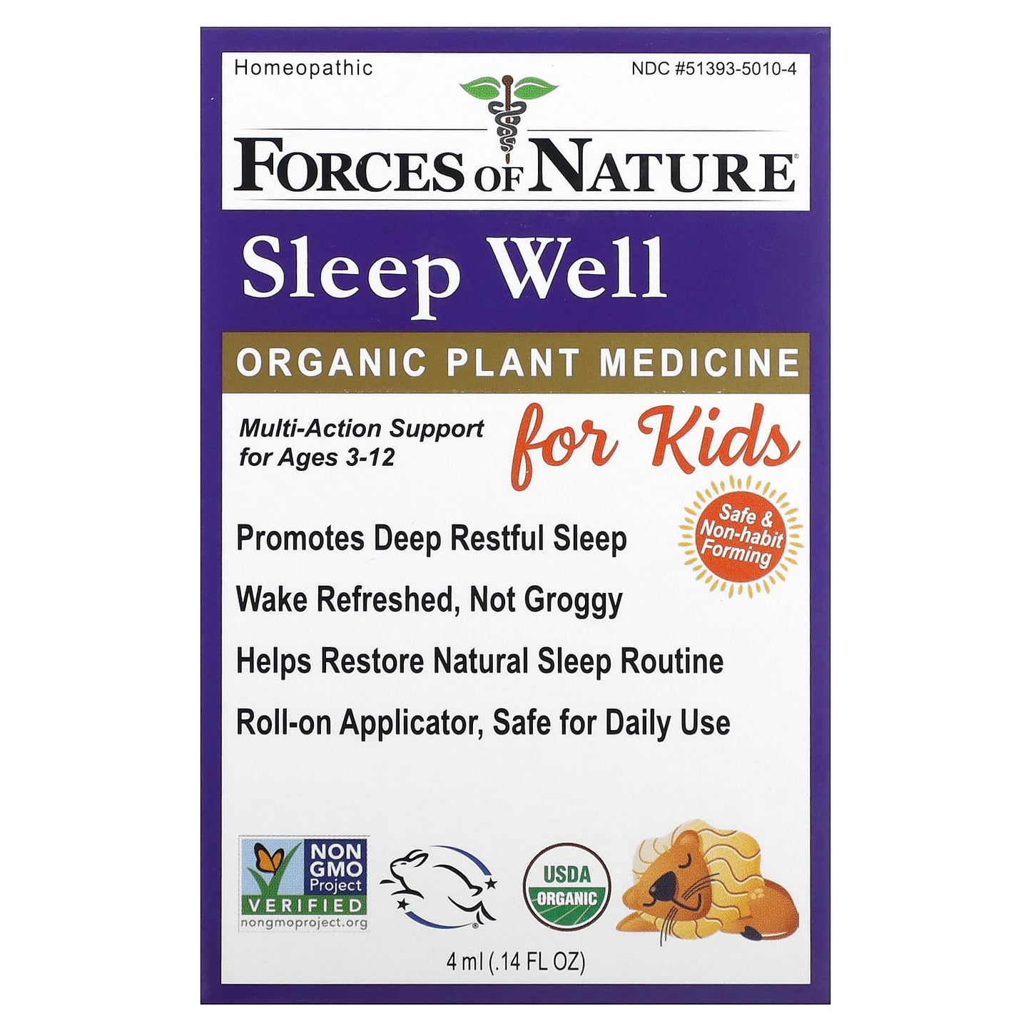 Forces of Nature-Sleep Well Organic Plant Medicine-For Kids-0.14 fl oz (4 ml)