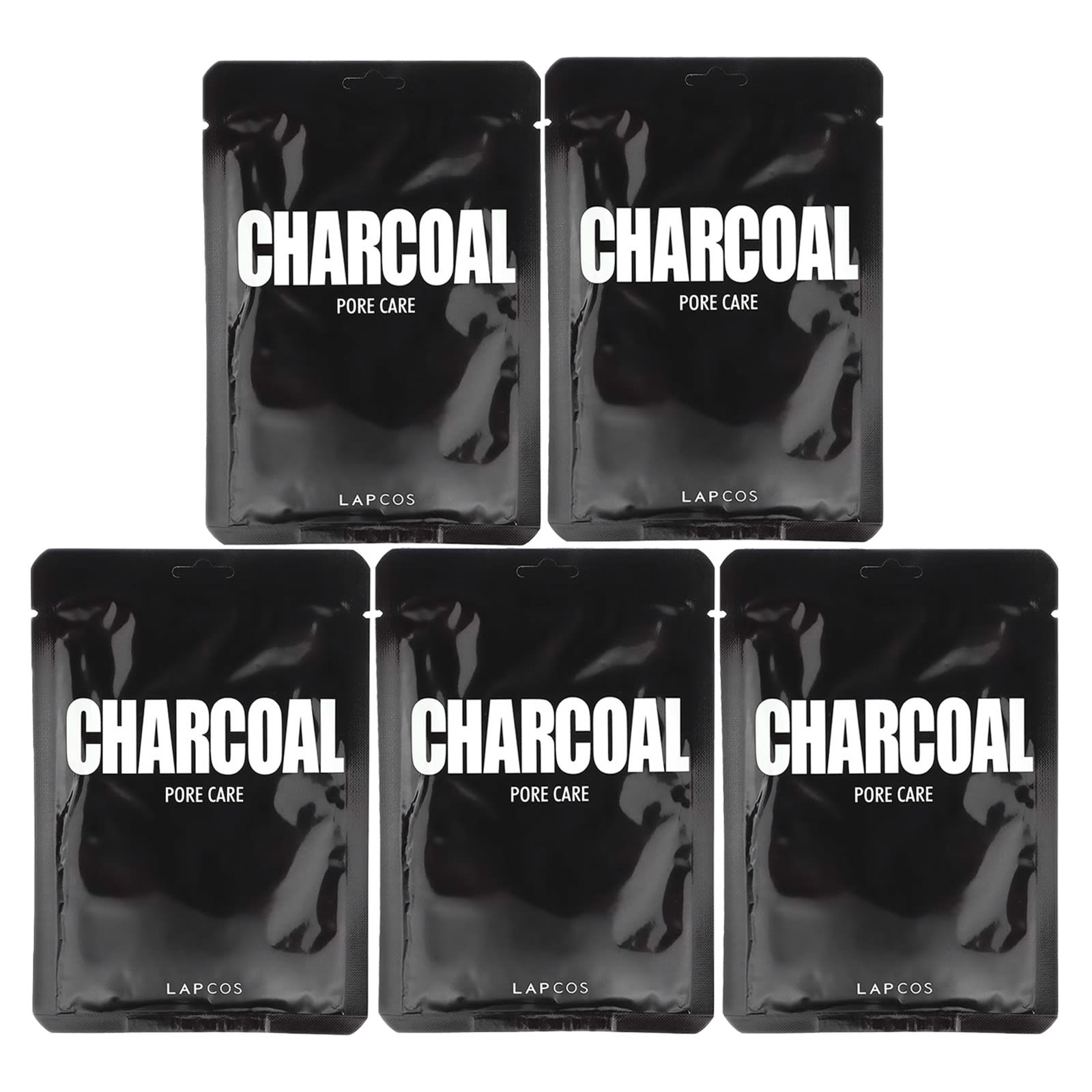 Lapcos-Charcoal Sheet Beauty Mask Set-Pore Care-5 Sheets-0.84 fl oz (25 ml) Each