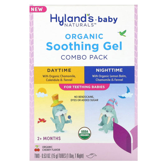 Hyland's Naturals-Baby-Organic Soothing Gel Combo Pack-Daytime/Nighttime-2+ Months-Organic Cherry-2 Tubes-0.53 oz (15 g) Each