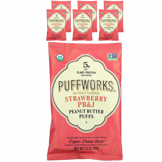 Puffworks-Peanut Butter Puffs-Strawberry PB&J-6 Pack-1.2 oz (34 g) Each