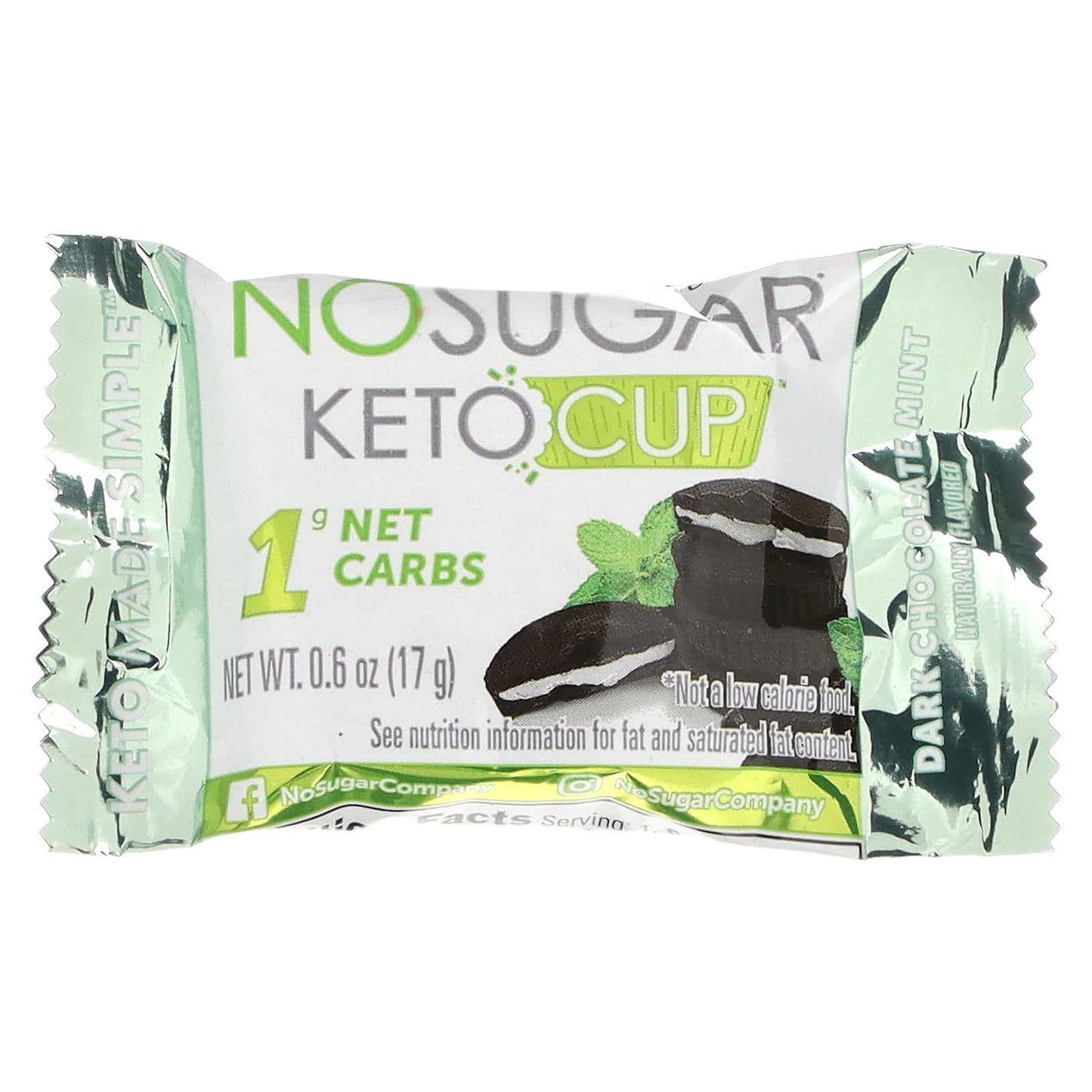 No Sugar Company, Keto Cup, Dark Chocolate Mint, 30 Pieces, 0.6 oz (17 g) Each