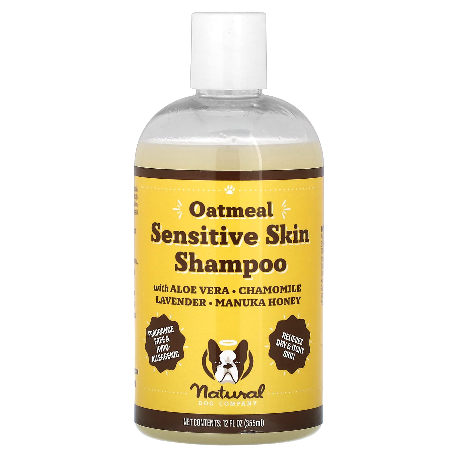 Natural Dog Company-Oatmeal Sensitive Skin Shampoo-For Dogs-Fragrance Free-12 fl oz (355 ml)