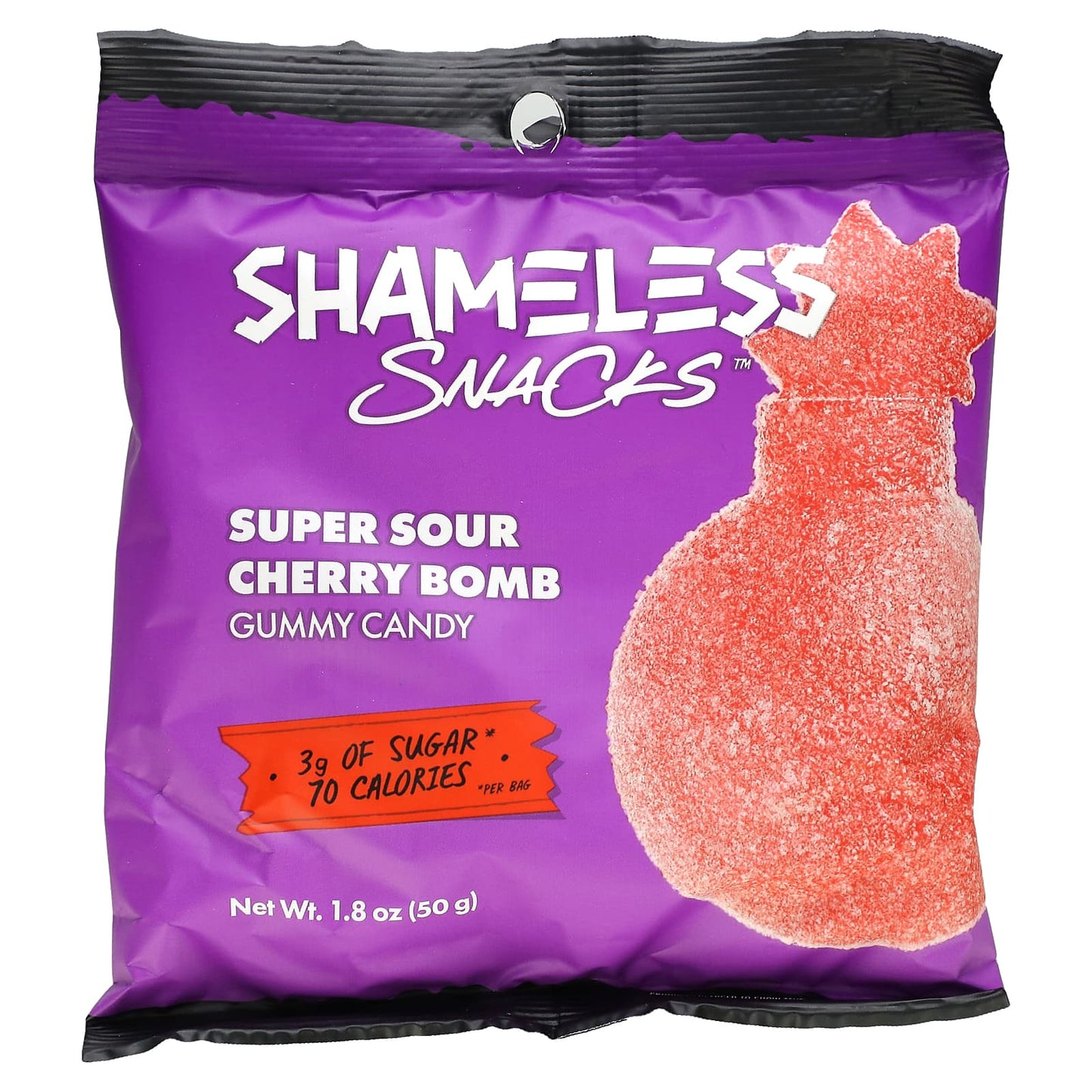 Shameless Snacks, Super Sour Gummy Candy, Cherry Bomb, 6 Bags, 1.8 oz (50 g) Each