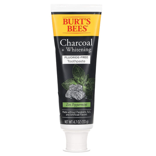 Burt's Bees-Fluoride-Free Toothpaste-Charcoal + Whitening-Zen Peppermint-4.7 oz (133 g)