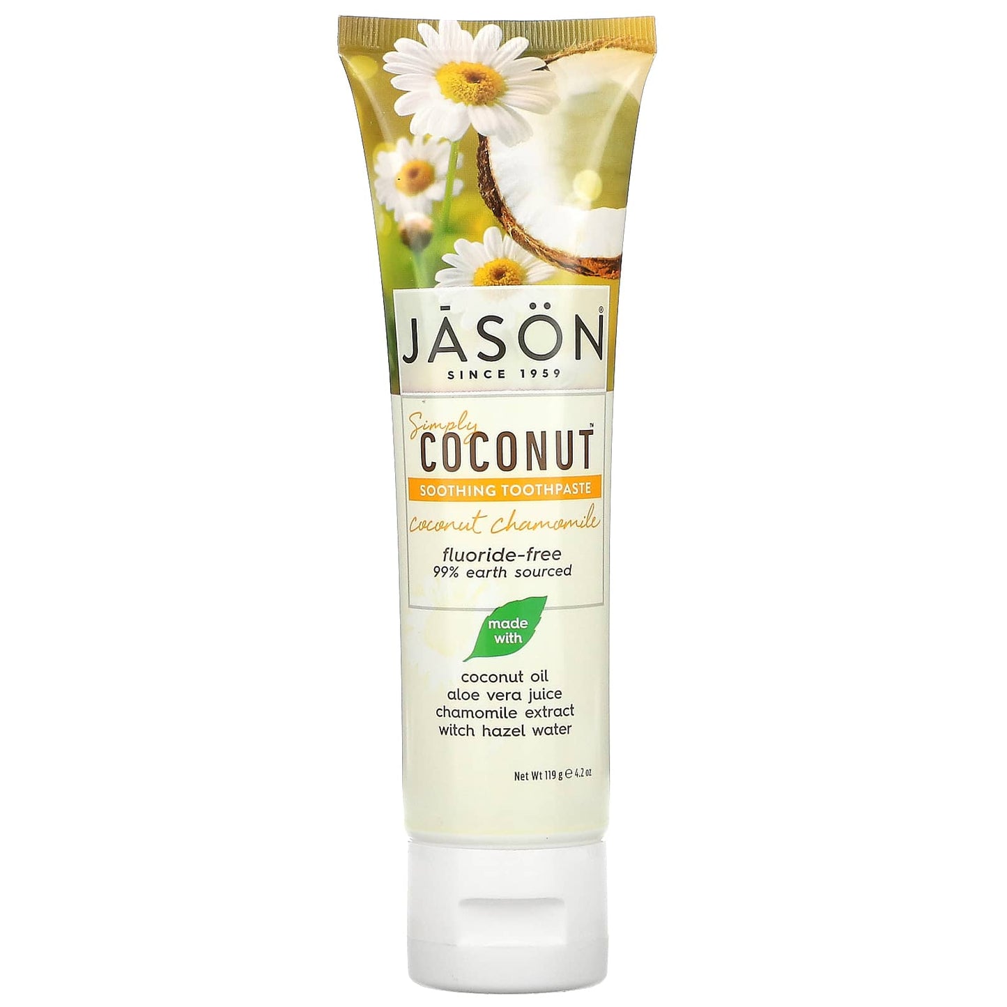 Jason Natural-Simply Coconut-Soothing Toothpaste-Coconut Chamomile-4.2 oz (119 g)