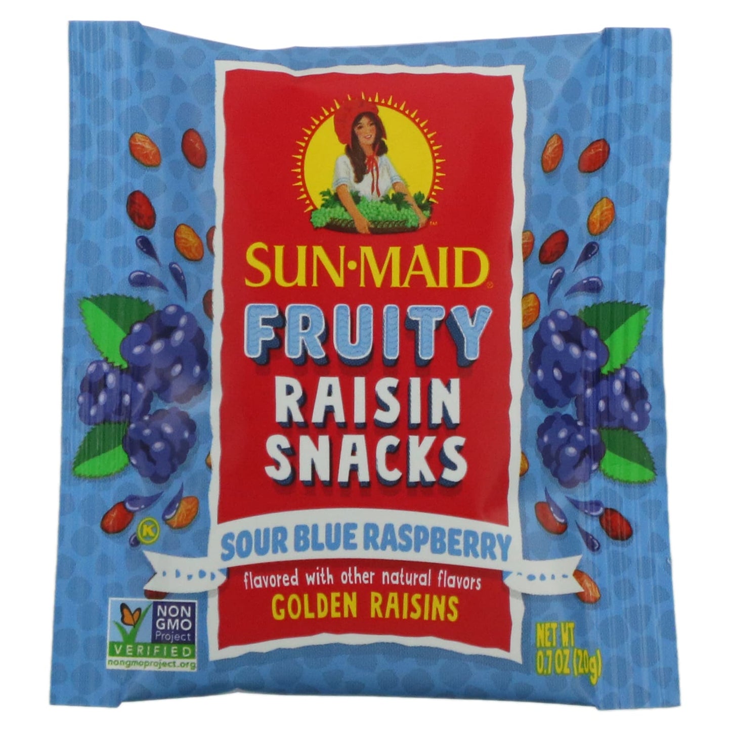 Sun-Maid, Fruity Raisin Snacks, Sour Blue Raspberry, 7 Pouches, 0.7 oz (20 g) Each