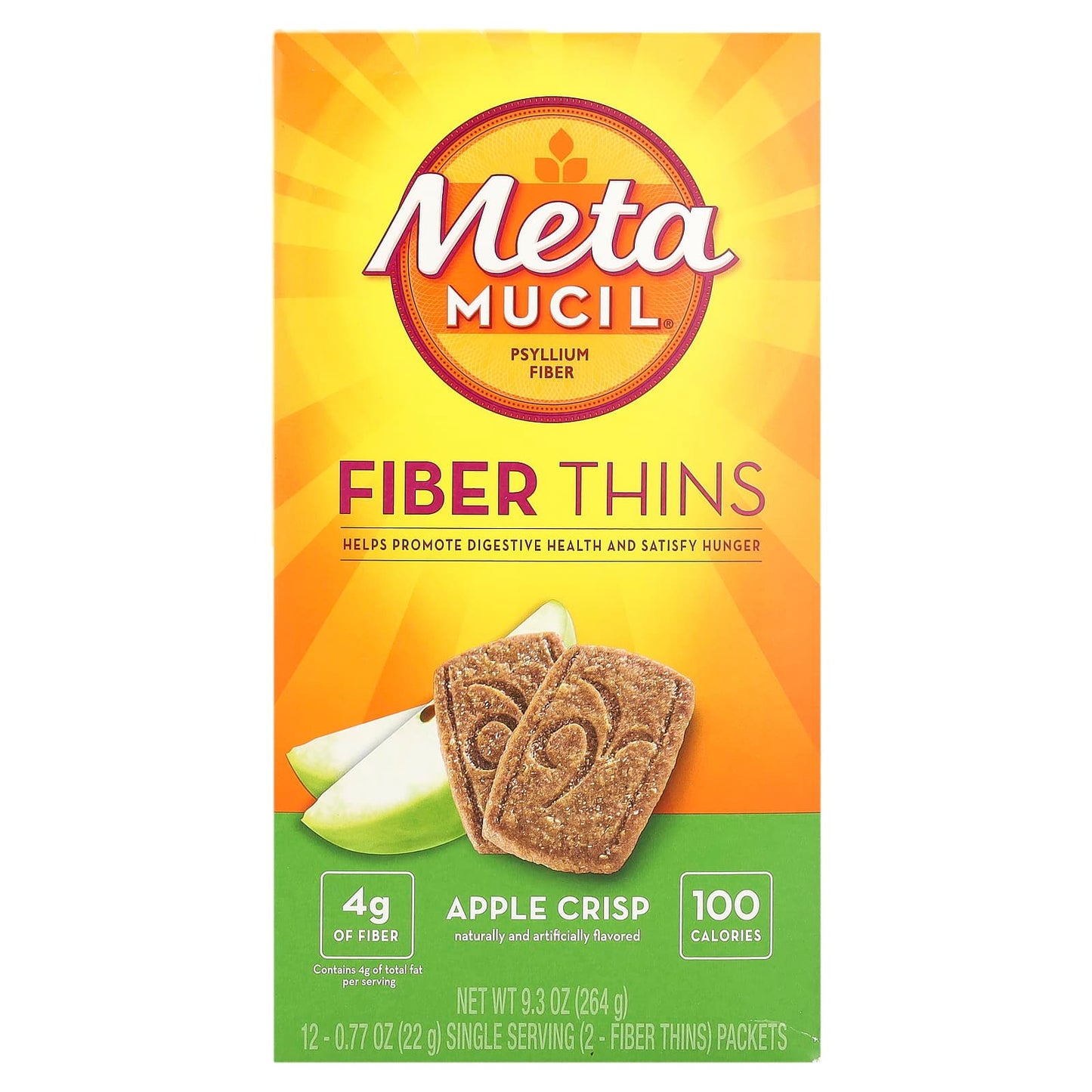 Metamucil-Fiber Thins-Apple Crisp-12 Packets-0.77 oz (22 g) Each