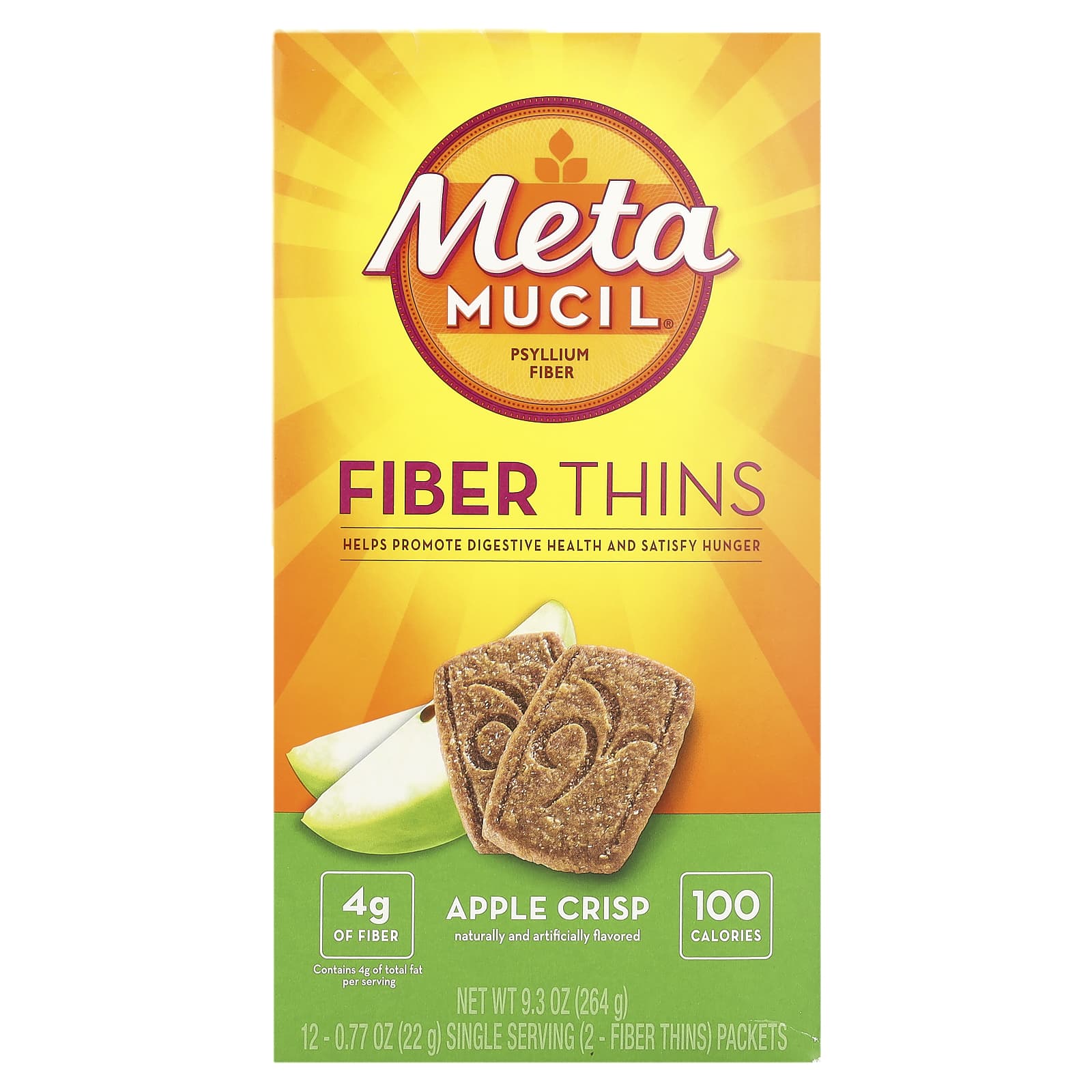 Metamucil-Fiber Thins-Apple Crisp-12 Packets-0.77 oz (22 g) Each