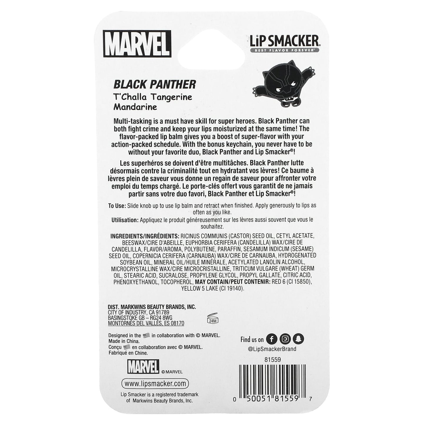 Lip Smacker, Marvel Black Panther, Lip Balm,  T'Challa Tangerine, 0.14 oz (4 g)