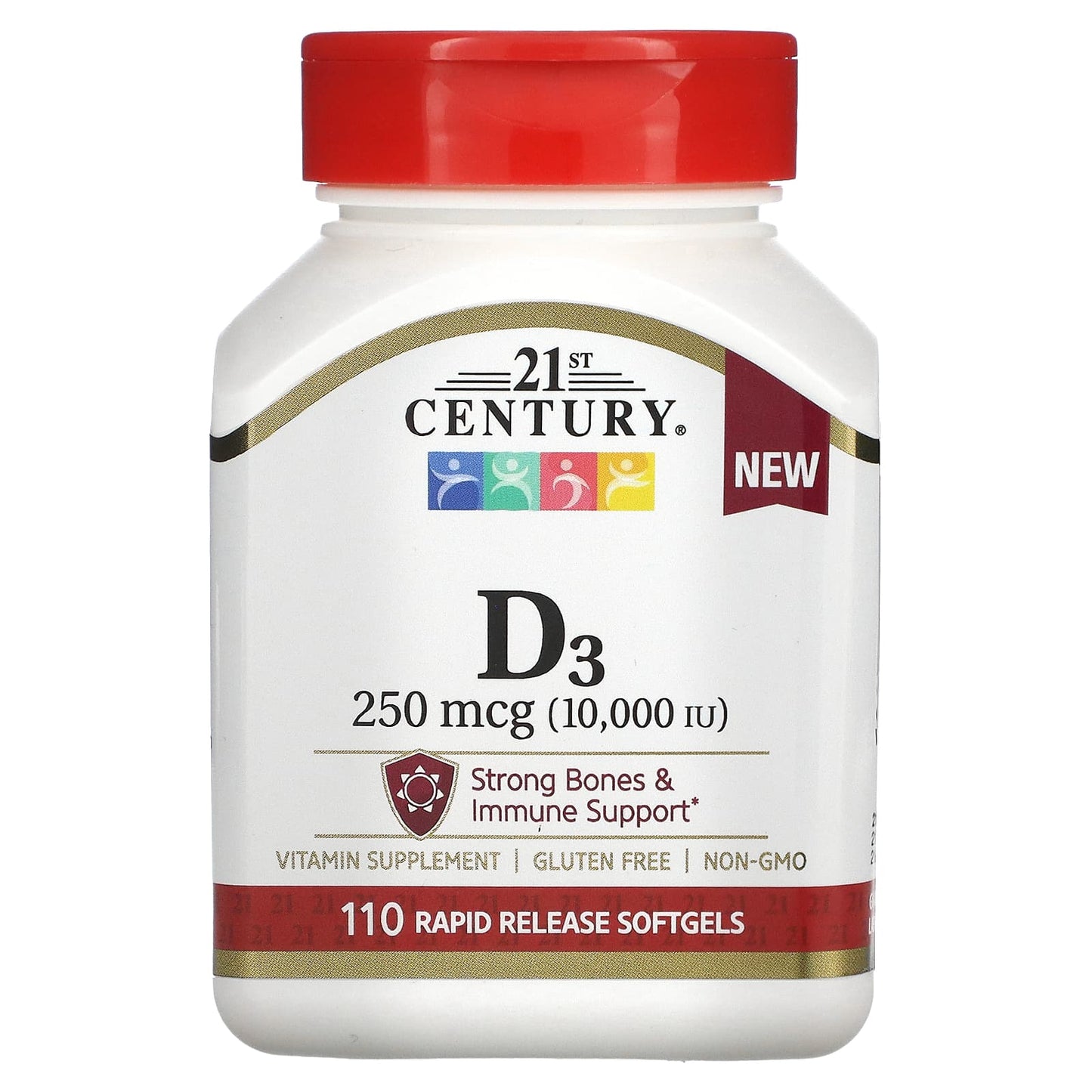 21st Century-Vitamin D3-250 mcg (10,000 IU)-110 Rapid Release Softgels