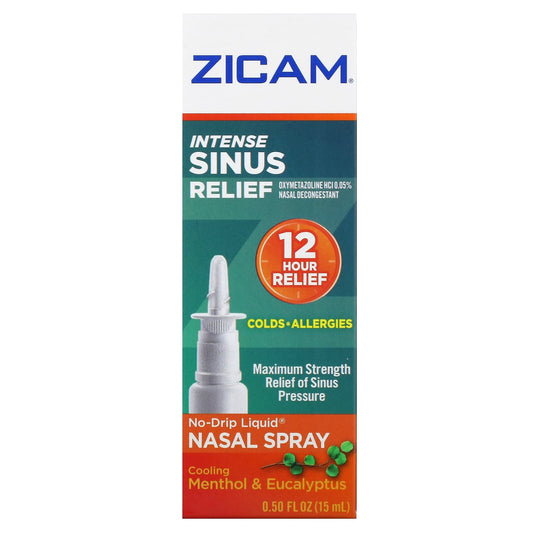 Zicam-Intense Sinus Relief-No-Drip Liquid Nasal Spray-Cooling Menthol & Eucalyptus-0.5 fl oz (15 ml)