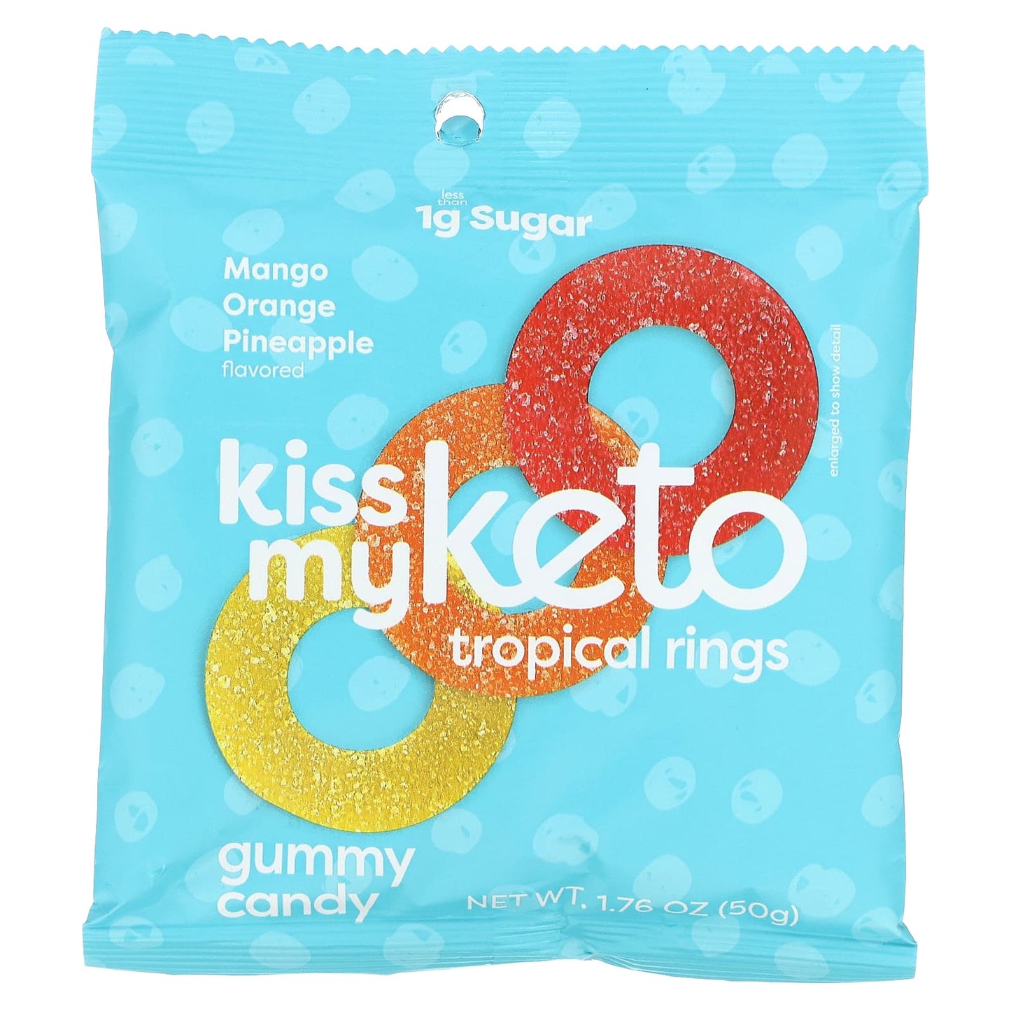 Kiss My Keto, Gummy Candy, Tropical Rings, Mango Orange Pineapple, 6 Bags, 1.76 oz (50 g ) Each