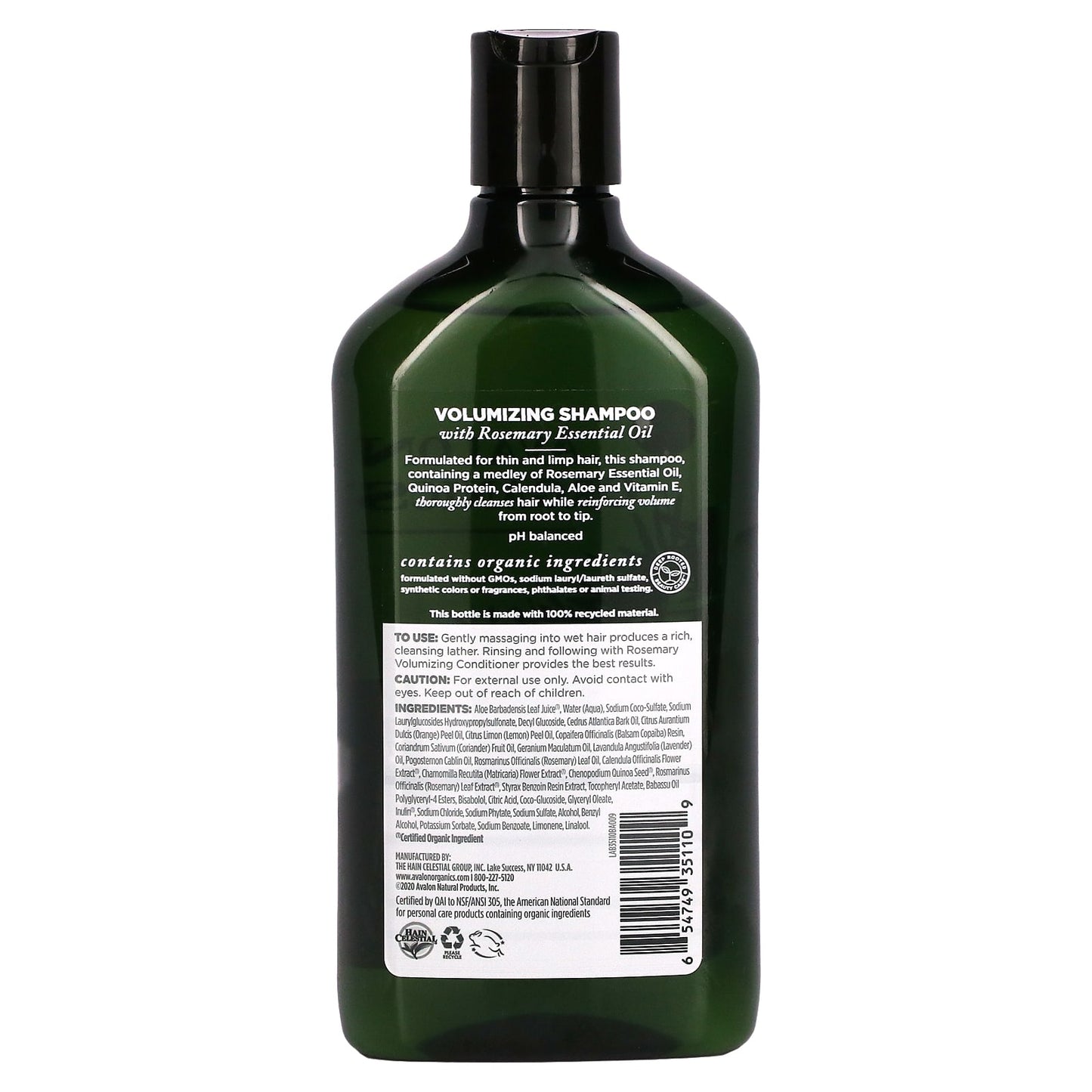 Avalon Organics, Shampoo, Volumizing, Rosemary, 11 fl oz (325 ml)