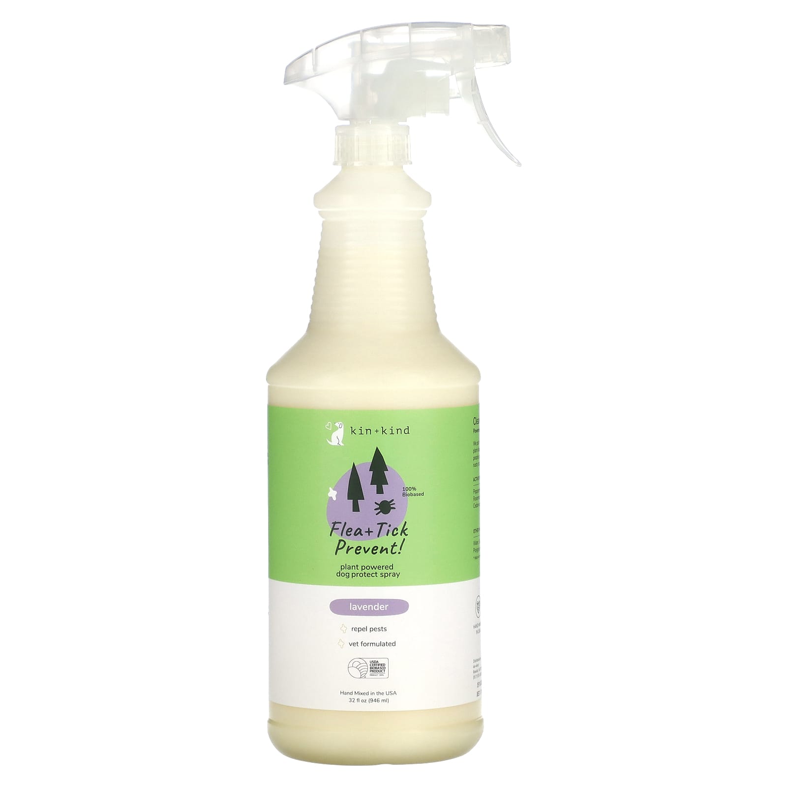 Kin+Kind-Flea + Tick Prevent-Dog Protect Spray-Lavender-32 fl oz (946 ml)