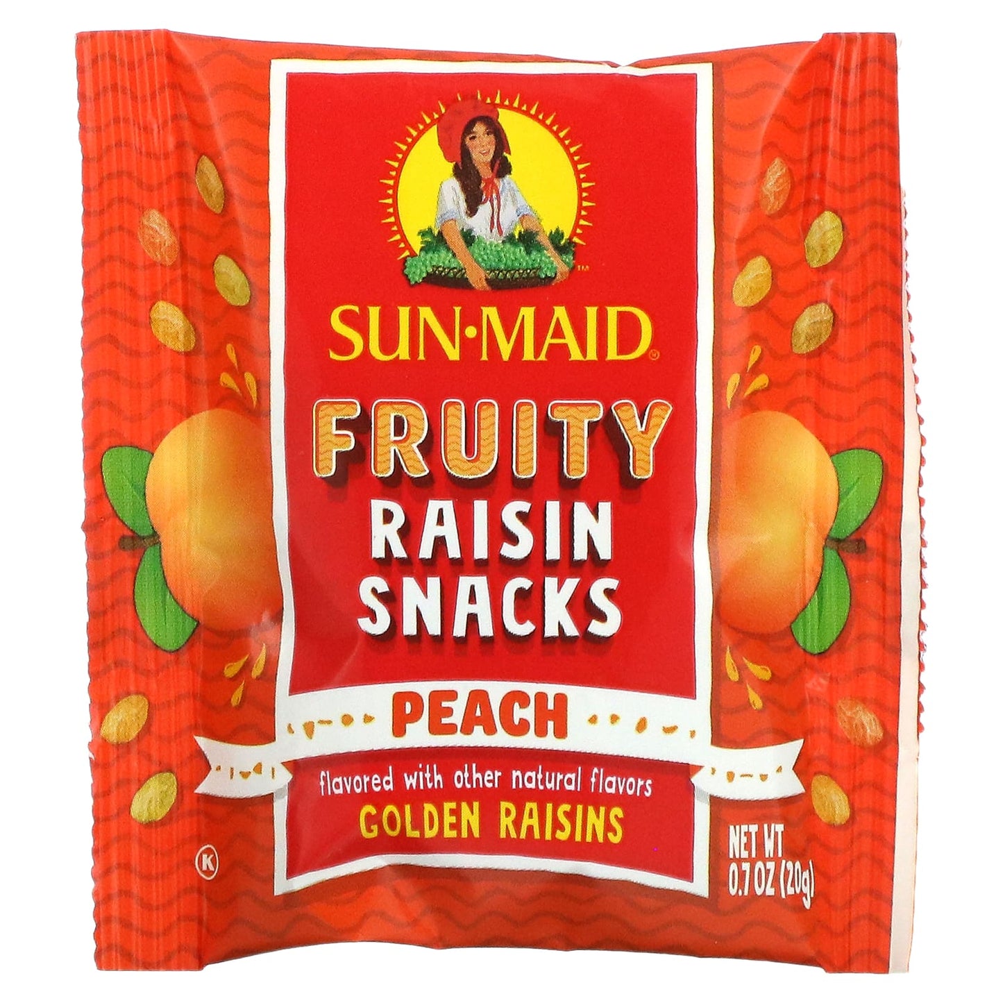 Sun-Maid, Fruity Raisin Snacks, Peach, 7 Pouches, 0.7 oz (20 g) Each