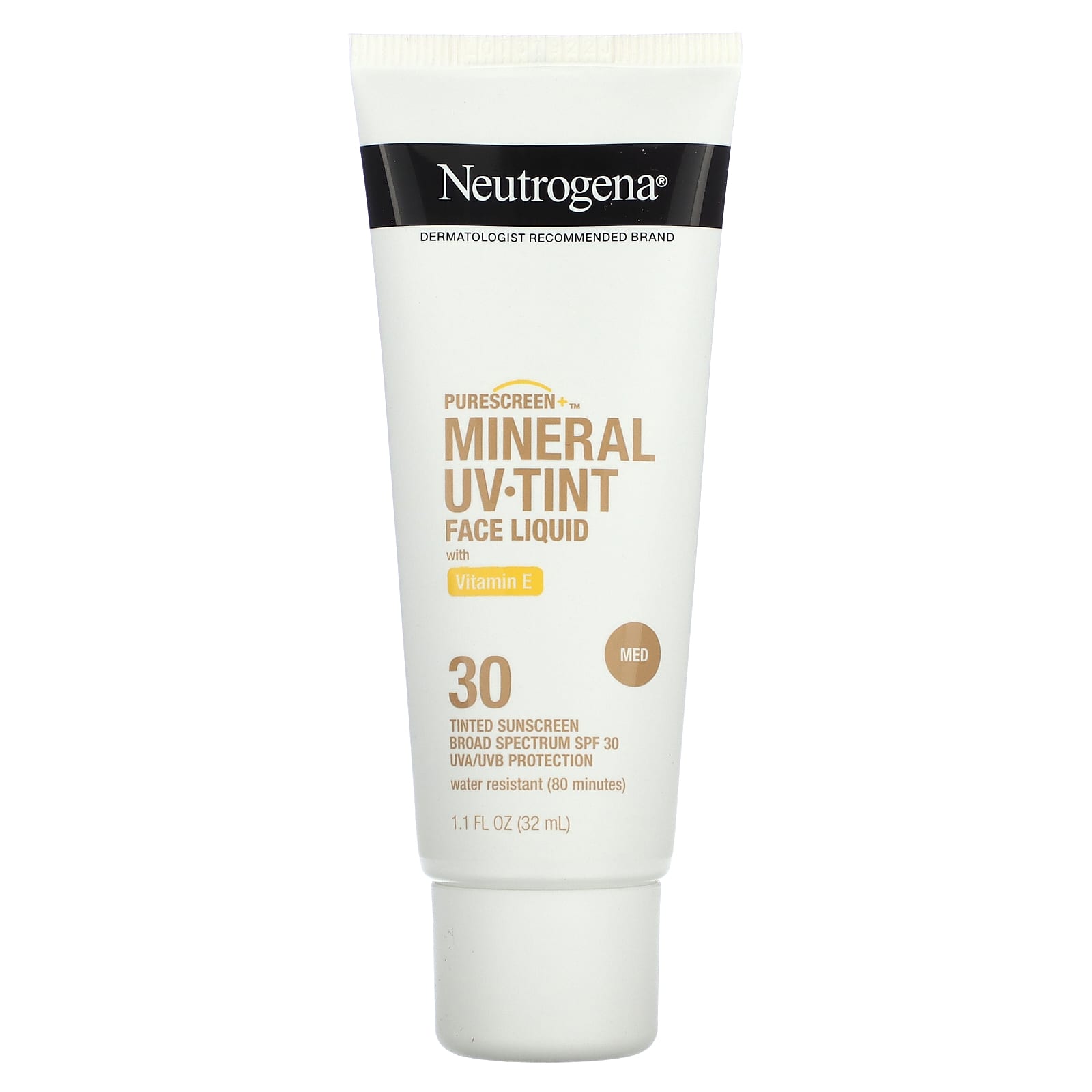 Neutrogena-Purescreen+ Mineral UV Tint Face Liquid with Vitamin E-Medium-SPF 30-1.1 fl oz (32 ml)