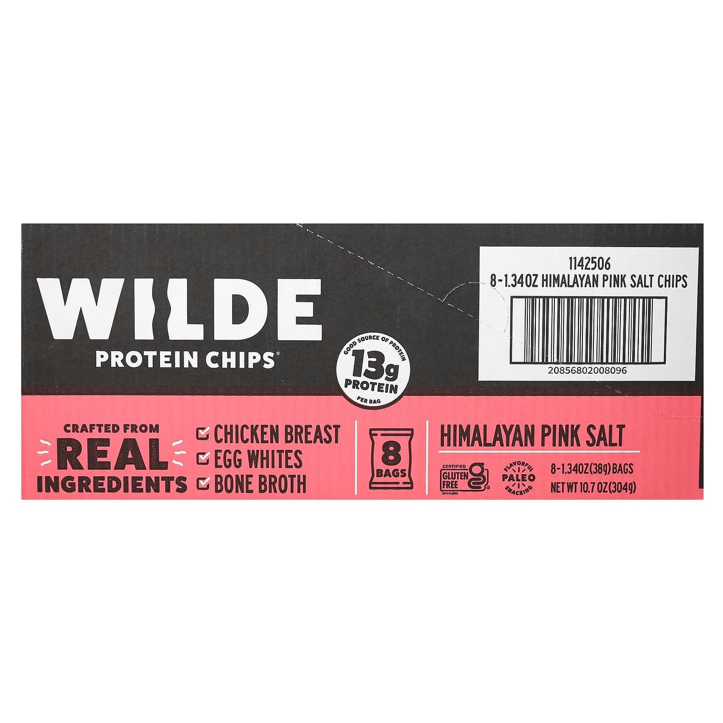 Wilde Brands, Protein Chips, Himalayan Pink Salt, 8 Bags, 1.34 oz (38 g) Each