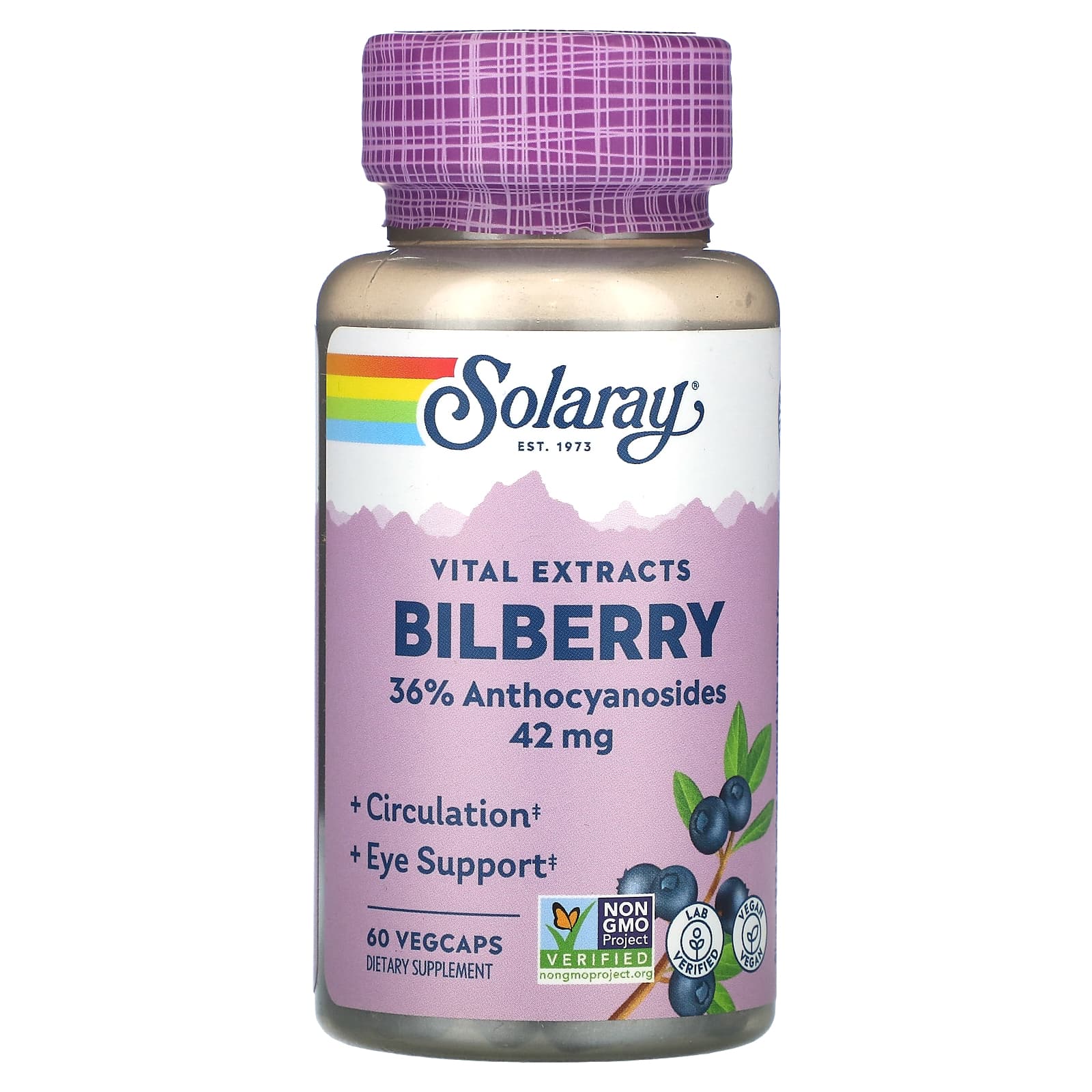 Solaray-Vital Extract-Bilberry-42 mg-60 VegCaps