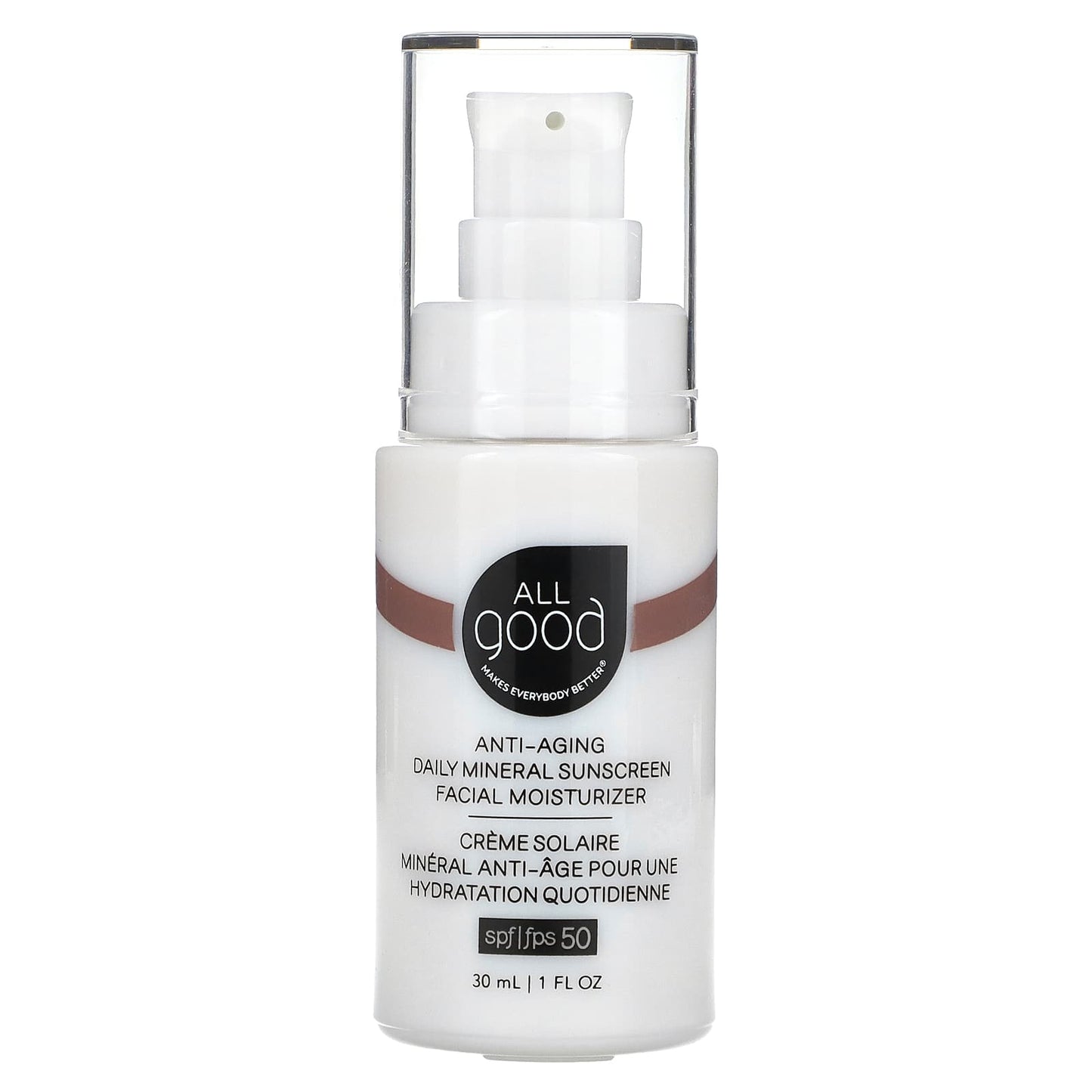 All Good Products-Anti-Aging-Daily Mineral Sunscreen-Facial Moisturizer-SPF 50-1 fl oz (30 ml)