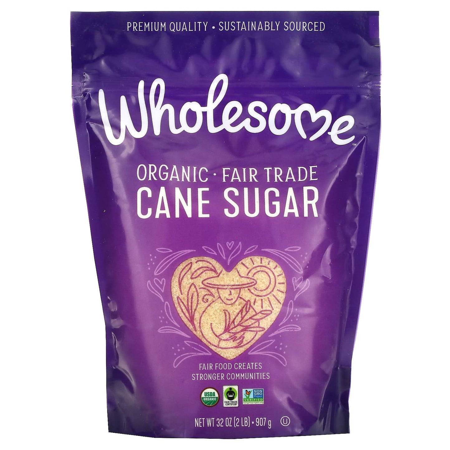 Wholesome Sweeteners-Organic Cane Sugar-2 lb (907 g)