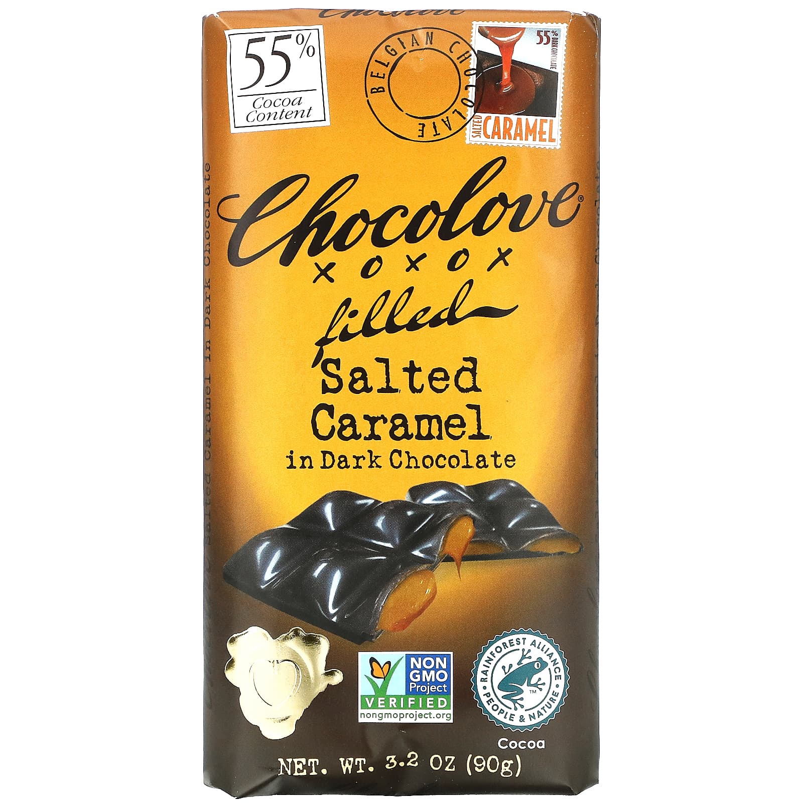 Chocolove-Filled Salted Caramel in Dark Chocolate-55% Cocoa-3.2 oz (90 g)