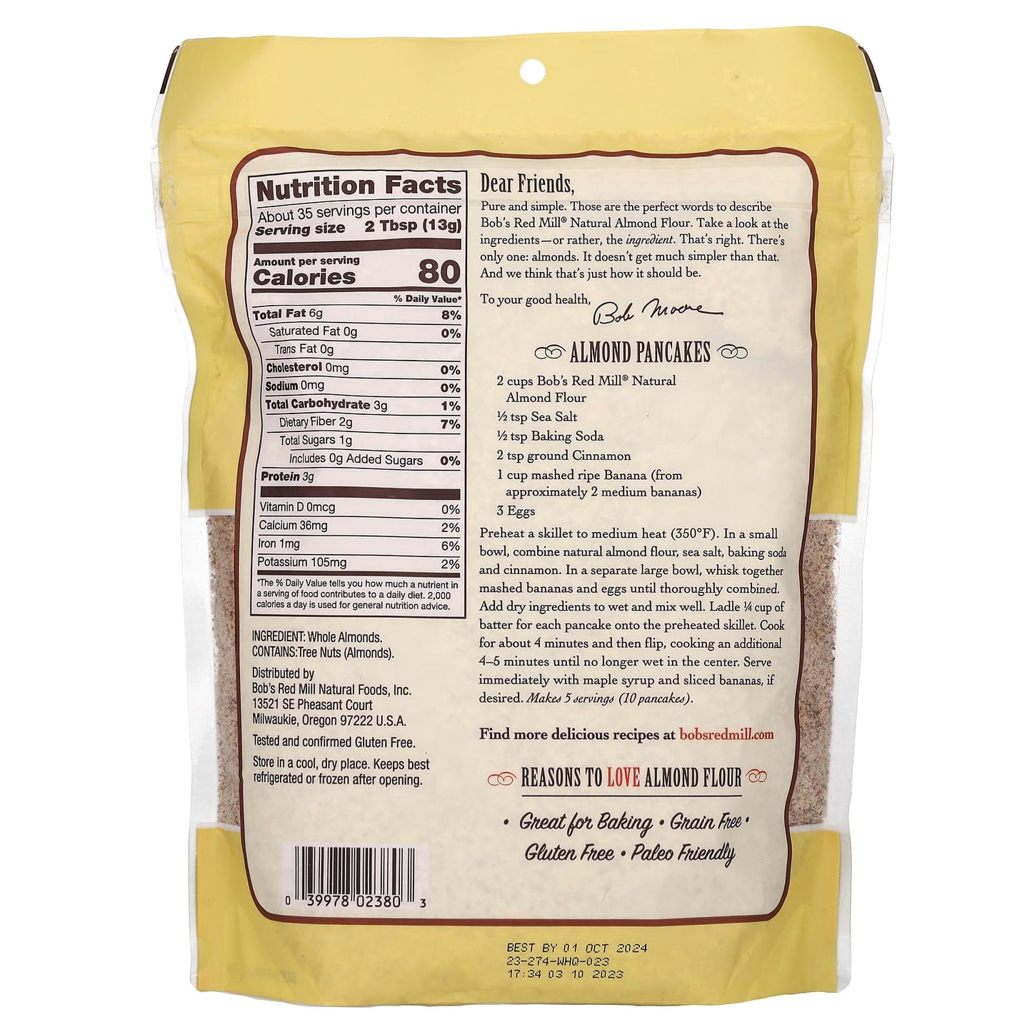 Bob's Red Mill, Natural Almond Flour, Super Fine, 16 oz (453 g)