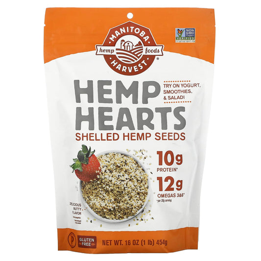 Manitoba Harvest-Hemp Hearts-Shelled Hemp Seeds-Delicious Nutty Flavor-16 oz (454 g)