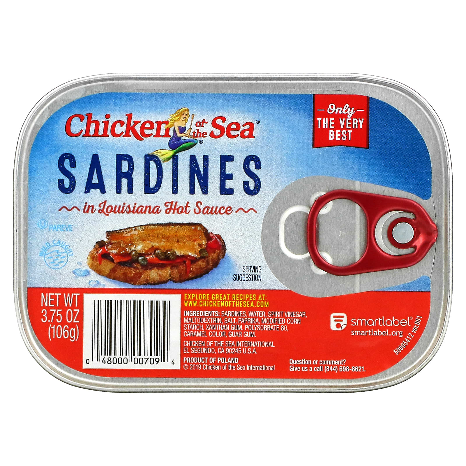 Chicken of the Sea-Sardines-In Louisiana Hot Sauce-3.75 oz (106 g)