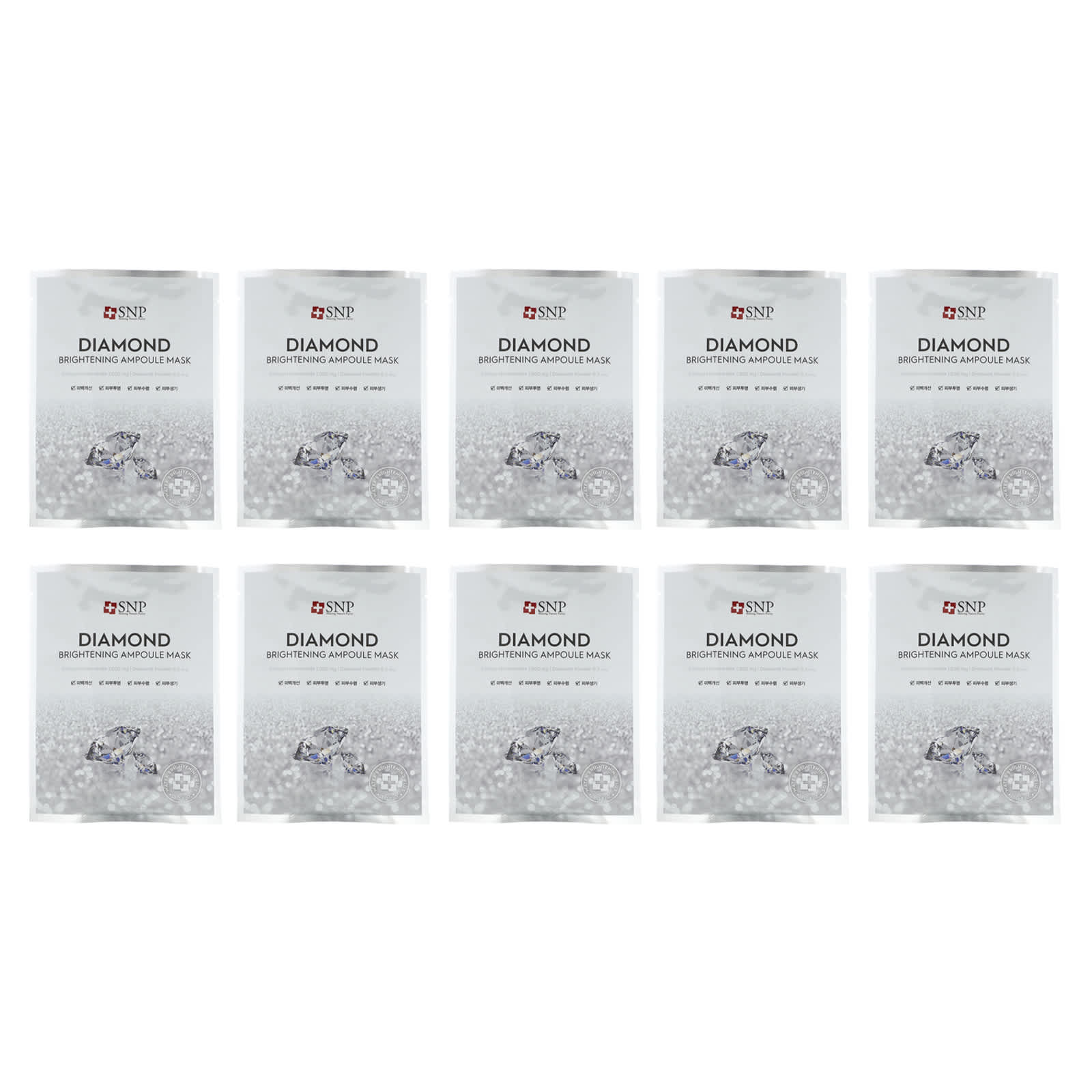 SNP-Diamond Brightening Ampoule Beauty Mask-10 Sheets-0.84 fl oz (25 ml) Each