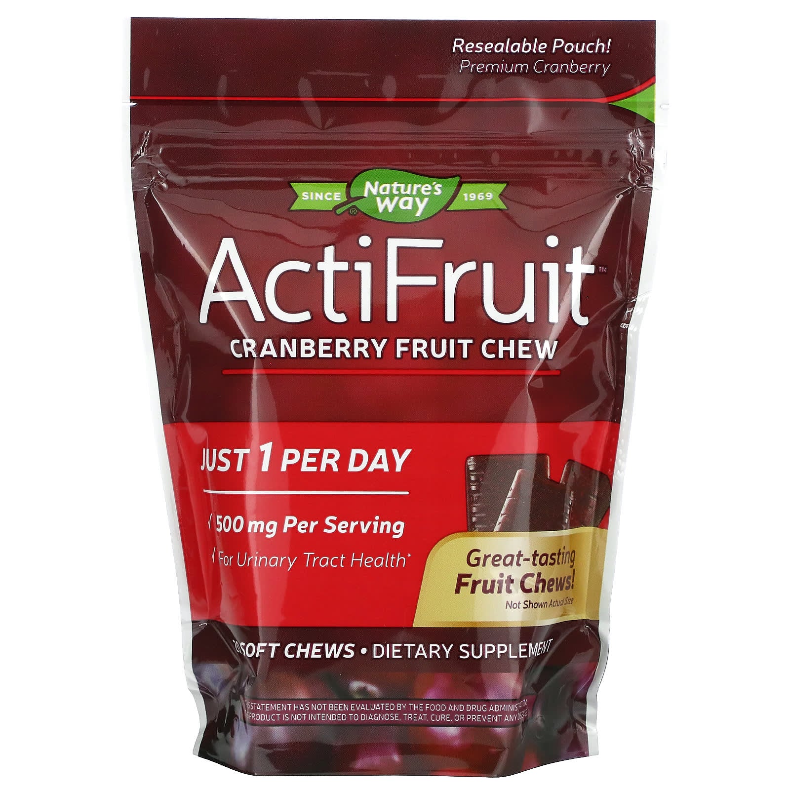 Nature's Way-ActiFruit-Cranberry Fruit Chew-500 mg-20 Soft Chews