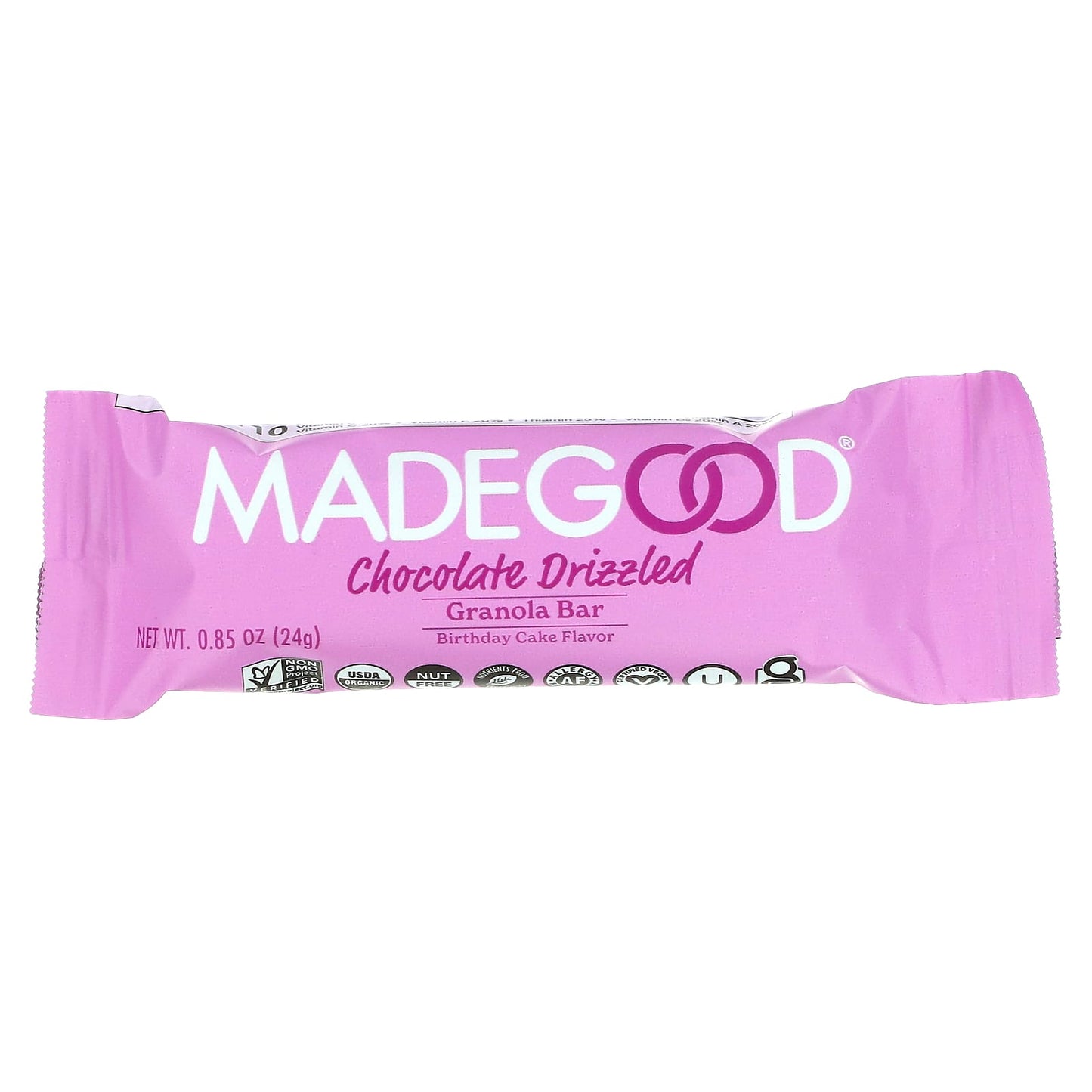 MadeGood, Granola Bars, Chocolate Drizzled, Birthday Cake, 5 Bars, 0.85 oz (24 g) Each