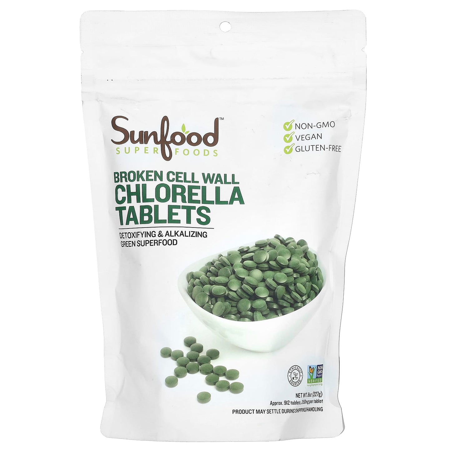 Sunfood-Broken Cell Wall Chlorella Tablets-912 Tablets-8 oz (227 g)