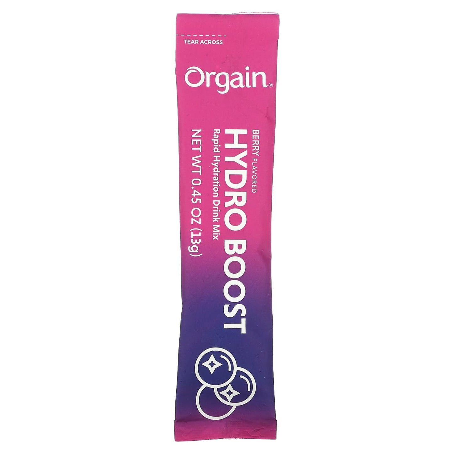 Orgain, Hydro Boost Rapid Hydration Drink Mix, Berry, 8 Stick Packs, 0.45 oz (13 g) Each