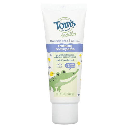 Tom's of Maine-Toddler-Natural Training Toothpaste-Fluoride-Free-Ages 3-24 Months-Mild Fruit-1.75 oz (49.6 g)