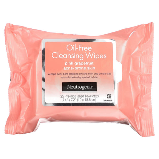 Neutrogena-Oil-Free Cleansing Wipes-Pink Grapefruit-2 Packs-25 Pre-Moistened Towelettes Each