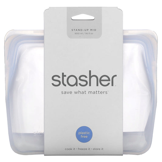 Stasher-Reusable Silicone Food Bag-Stand Up Mid-Clear-56 fl oz (1,650 ml)