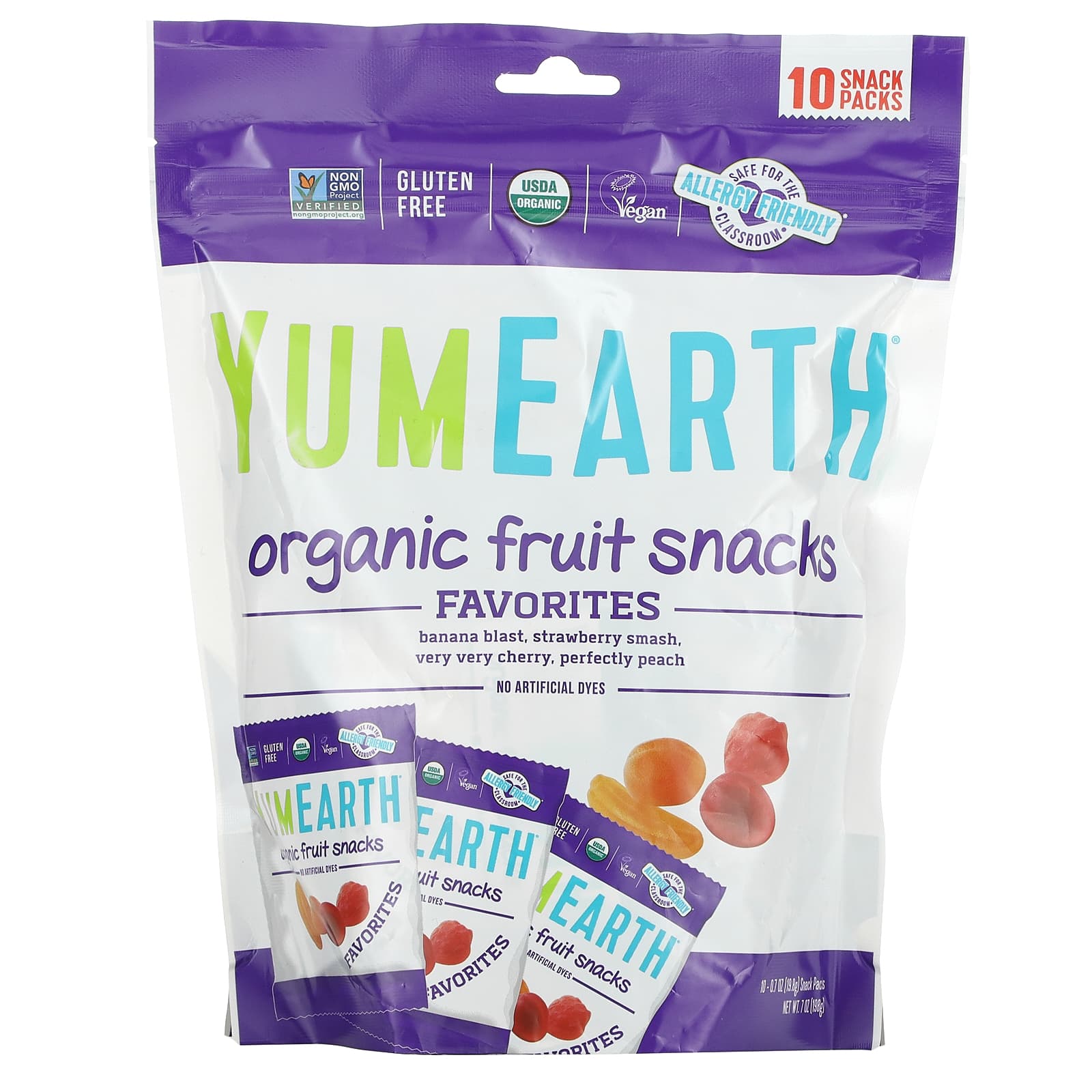 YumEarth-Organic Fruit Snacks-Favorites-10 Packs-0.7 oz (19.8 g) Each