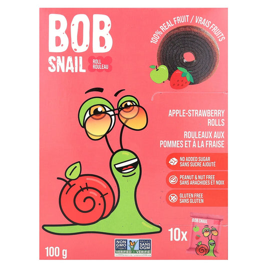 Bob Snail-Fruit Rolls-Apple-Strawberry-10 Rolls-0.35 oz (10 g) Each