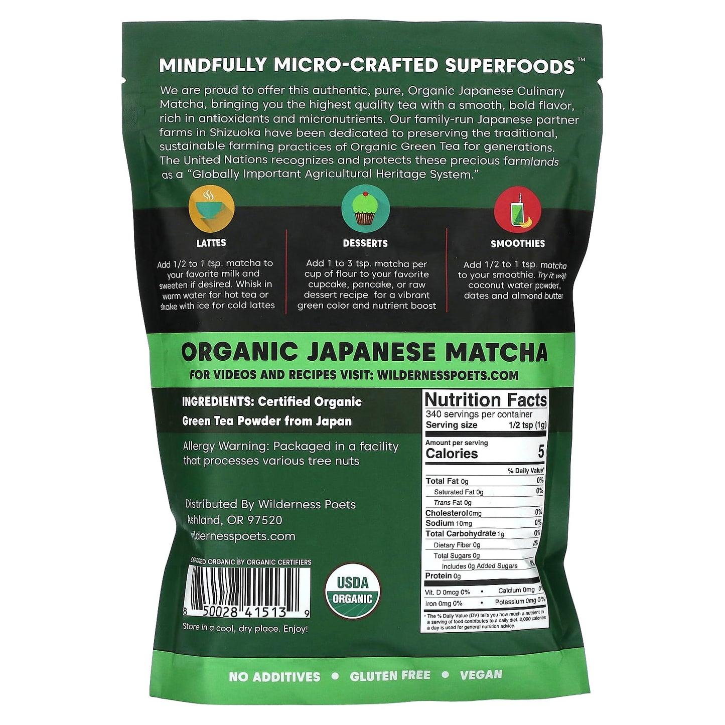 Wilderness Poets, Organic Matcha Green Tea Powder, 12 oz (340 g)